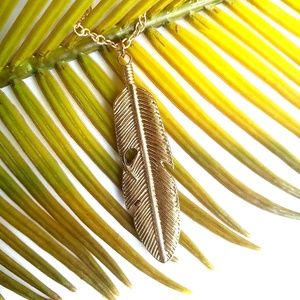 Jewelry - Goldtone Long Feather Pendant Necklace Boho Jewelry - Goldtone Long Feather Pendant Necklace Boho